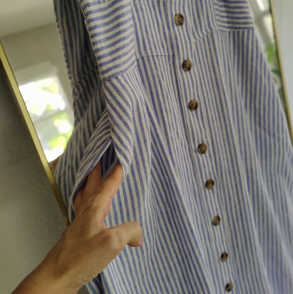 Striped Blue Midi Dress NWOT - Picture 8 of 10